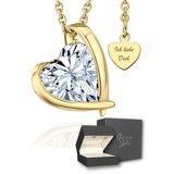 LOVENEST Herzkette Halskette Herzkette vergoldet Engelsflügel Goldkette Ich liebe Dich (Goldkette Anhänger Geschenke für Frauen Weihnachtsgeschenk Freundin, Geschenkset Damenkette Weihnachten Set), Sie Geburtstag Hochzeitstag Liebesbeweis Liebesgeschenk Herz Schmuck