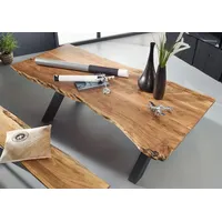 MASSIVMOEBEL24.DE Esstisch Akazie 220x100x76 natur lackiert IRON LABEL #127