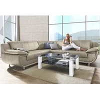 TRENDMANUFAKTUR Ecksofa »Rondo wahlweise mit Schlaffunktion, 267x247 cm (BxT), breite Armlehnen«, L-Form, wahlweise mit Federkern bestellbar, Füße chromfarben