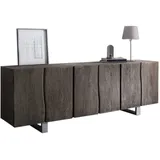 DeLife Live-Edge 220 cm Akazie Platin massiv 6 Türen, Sideboards, Baumkantenmöbel, Massivholzmöbel, Massivholz