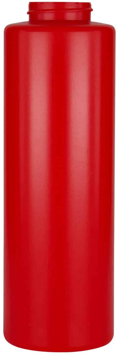Botella para salsa de 500 ml, plástico de LDPE, rojo, boca: GPI 38/400