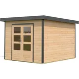 Karibu Metall-Holzgartenhaus Hybridhaus Pluto A - 28mm-271 x 271 cm- Holz-Ausführung: naturbelassen Blech-Ausführung: anthrazit