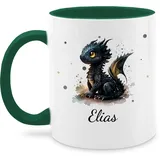 Tasse Tassen 325ml - Süßer Kleiner Drache mit Namen I Nachtdrache I Dragon I Drachen I Drachenzähmen - 325 ml - Petrolgrün - schwarzer name kaffeetasse drachenmotiv personalisierte wärmende und