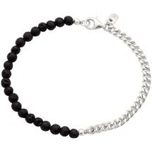 KUZZOI Bead-Armband-Set Panzerkette Lava Schwarz 925 Sterling Silber silberfarben 19 cm