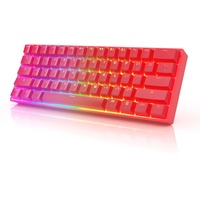 GK61 Mechanische Gaming-Tastatur – 61 Tasten RGB beleuchtete LED-Hintergrundbeleuchtung, PC/Mac Gamer (Gateron Optical Red, Rot)