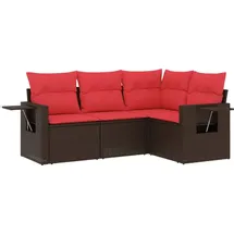 vidaXL Gartensofa-Set mit Kissen, braun, Polyrattan