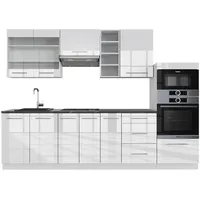 Vicco Küchenzeile Küchenblock Einbauküche 280cm Fame-Line Weiß Hochglanz