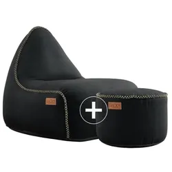 RETROit Canvas Sitzsack Sparset – Loungsessel und Hocker (Indoor) schwarz