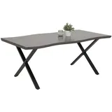 Esstisch Romy Wohnzimmer Akazie grau Baumkantenoptik MDF X - Gestell 180 cm