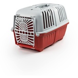 lionto Transportbox für Hunde & Katzen aus recyceltem Kunststoff Tiertransportbox Kleintierbox, 48x31,5x33 cm, rot