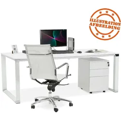 Kadima Design Arbeitstisch  200x100 cm  Modern Geradlinig Chromdetails  Weiß  Schreibtisch