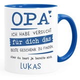 SpecialMe® Tasse personalisiertes Geschenk Spruch Papa/Mama Ich habe versucht für dich das beste Geschenk zu finden... anpassbarer Name Opa - 1 Name inner-royal Keramik-Tasse