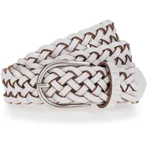 Mustang Flechtgürtel in Weiß mit Dornschließe in Silber-80