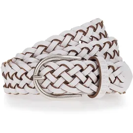 Mustang Flechtgürtel in Weiß mit Dornschließe in Silber-80