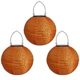 Yeehliny Solar Lampions Außen Wetterfest Solar LED Laterne Wasserdicht Nylon Garten Laterne Solarlaterne für außen Hängend Solarlampiongs Runder Lampenschirm Garten Deko Außendeko (20cm/3PCS/Orange)