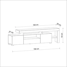 moebel17 Tv-Lowboard, weiß glänzend B/H/T: ca. 192x53x37 cm, - weiß