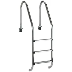 Poolleiter KWAD "Edelstahlleiter 3stufig schmal 120cm", silber (silberfarben), B:50,0cm H:158,0cm, Edelstahl, Leitern, 120 cm Höhe