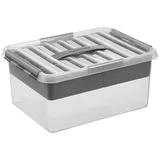 SUNWARE Aufbewahrungsbox Q-Line mit Einsatz (L x B x H: 40 x 30 x 18 cm, Kunststoff, Transparent)