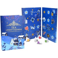 Spetebo Teebox Tee Buch Adventskalender 2022 groß, Karton, Filterbeutel, Tee, (Set, 24-tlg., Kalender mit 24 Türen), Weihnachten Advent Kalender Probier Set Geschenkidee blau