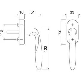 HOPPE Fenstergriff VERONA - Secustik, VK 7, 32-42 mm, Messing poliert
