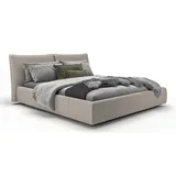 KAWOLA Bett HENRY Polsterbett Leder hellgrau 200x200cm