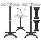 KESSER KESSER® 2in1 Stehtisch Bistrotisch Aluminium Edelstahlplatte höhenverstellbar 70cm / 115cm Partytisch Tisch In- & Outdoor Hochzeit Empfangstisch 4 Standfüße und Regencover