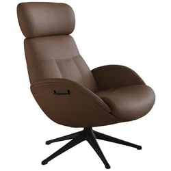 Relaxsessel FLEXLUX "Relaxchairs Elegant", braun (modern cognac braun), B:90cm H:107cm T:89cm, Sessel, Premium Komfort, Rücken- & Kopfteilverstellung, drehbar, Fuß schwarz