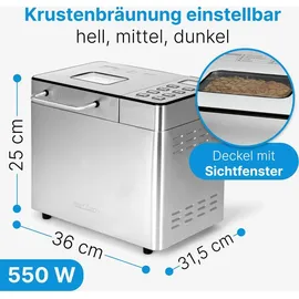 Proficook ProfiCook® Brotbackautomat Antihaftbeschichtung, Timerfunktion 3.1 l Edelstahl