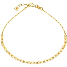 F Fußkette "925/- Sterling Silber vergoldet", gelb, Fußketten, Damen, 23+2,5cm, Silber 925 (Sterlingsilber), glänzend