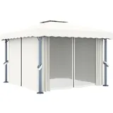 vidaXL Pavillon mit Vorhang 3x3 m CremeWeiß Aluminium