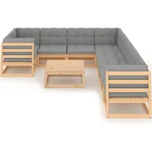 vidaXL Garten-Lounge-Set 10-tlg. natur/grau