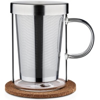 Cosumy ecooe 500 ml(volle Kapazität) Glas Tasse mit Bronze