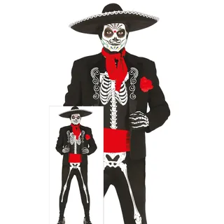 Fiestas Guirca Mexikanisches Skelett Halloween Kostüm Herren – Mariachi Anzug zum Tag der Toten – Día De Los Muertos Kostüm Herren Halloween 52 – 54 (L)