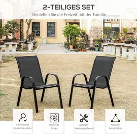 Outsunny Gartenstuhl 70 x 54 x 90 cm schwarz 2 St.