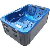 Outdoor Whirlpool Modena Blau - Mit Abdeckung - Maße 205 x 130 x 70 cm, 35 Massagedüsen, LED Beleuchtung, Radio, Lautsprecher, Bluetooth, Whirlpool für 3 Personen