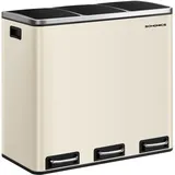 Songmics Mülltrennsystem 3 Fächer, 3 x 18 L, mit Deckel, sandbeige