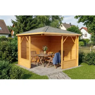 Alpholz 5-Eck Gartenlaube Maik-28 aus Massiv-holz, Laube mit 28 mm Wandstärke Garten Holzhaus mit Imprägnierung (pinie), Blockhaus | Gartenhaus Größe: 300 x