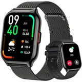 Popglory Smartwatch Damen Herren, 1.85 Zoll Fitnessuhr mit Telefonfunktion, 100+ Sportsmodi Damen smartwatch mit Blutdruckmessung SpO2 Herzfrequenz Schrittzähler Schlafmonitor für Android iOS