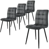 ML-Design Esszimmerstühle 4Er Set Anthrazit mit Rückenlehne mit Samtbezug