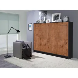 QMM TraumMöbel Schrankbett 140 x 200 cm Braun/Schwarz