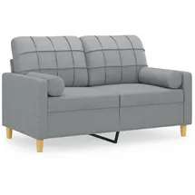 vidaXL 2-Sitzer-Sofa mit Zierkissen Hellgrau 120 cm Stoff