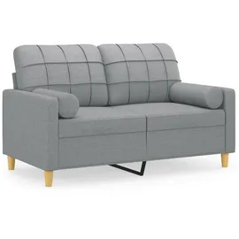 vidaXL 2-Sitzer-Sofa mit Zierkissen Hellgrau 120 cm Stoff