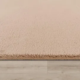 Paco Home Moderner Wohnzimmer Teppich Kurzflor waschbar Weich Felloptik Anti-Rutsch Grösse 200 cm Quadrat, - Beige