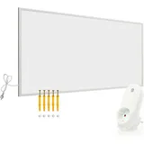 Wiltec Set Infrarotheizung 1050W Heizpaneel IR Elektroheizung u. WLAN Thermostat, Heizkörper, Weiss