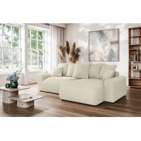 Home affaire Ecksofa LAKESIDE klein mit Bettfunktion und Bettkasten, B/T/H 235/142/84 cm, L-Form, Recamiere beidseitig montierbar, mit Wellenunterfederung beige