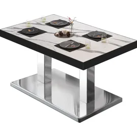 GGM Möbel Bistro Loungetisch 120 x 70 x 41 cm Weiß Marmor/Edelstahl