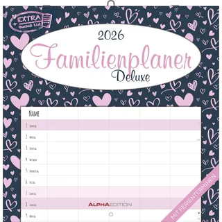 Neumann Familienplaner Deluxe 2026 - Broschürenkalender 30x30 cm (30x60 geöffnet) - Kalender mit Platz für Notizen - 5 Spalten - Bildkalender - Wandkalender