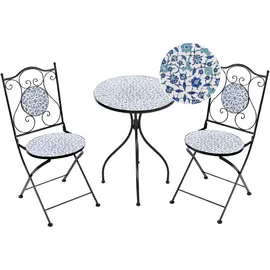 Beliani Bistro Set 3-tlg. Schwarz/Blau/Weiß