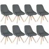 WOLTU Esszimmerstühle drehbar 8er Set, für Esszimmer Wohnzimmer Küche, Küchenstühle mit Samtbezug, Buchenholz Beinen, bis 150 kg belastbar, Dunkelgrau