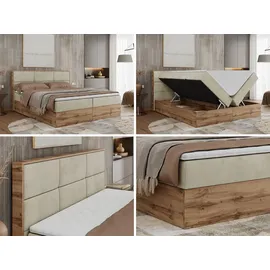 MKS Meble MKS Boxbett, Beige, Textil, 2-Sitzer, H3, 7-Zonen, Rechteckig, 140x200 cm, Schlafzimmer, Betten, Boxspringbetten